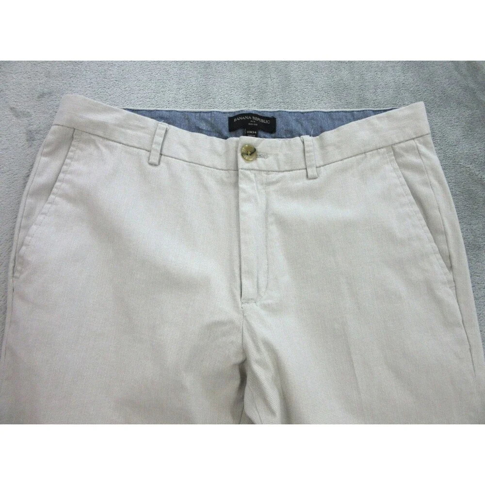 Banana Republic Dress Pants Men Size 33x34 (Actual 32 x 32) Slim Fit Beige